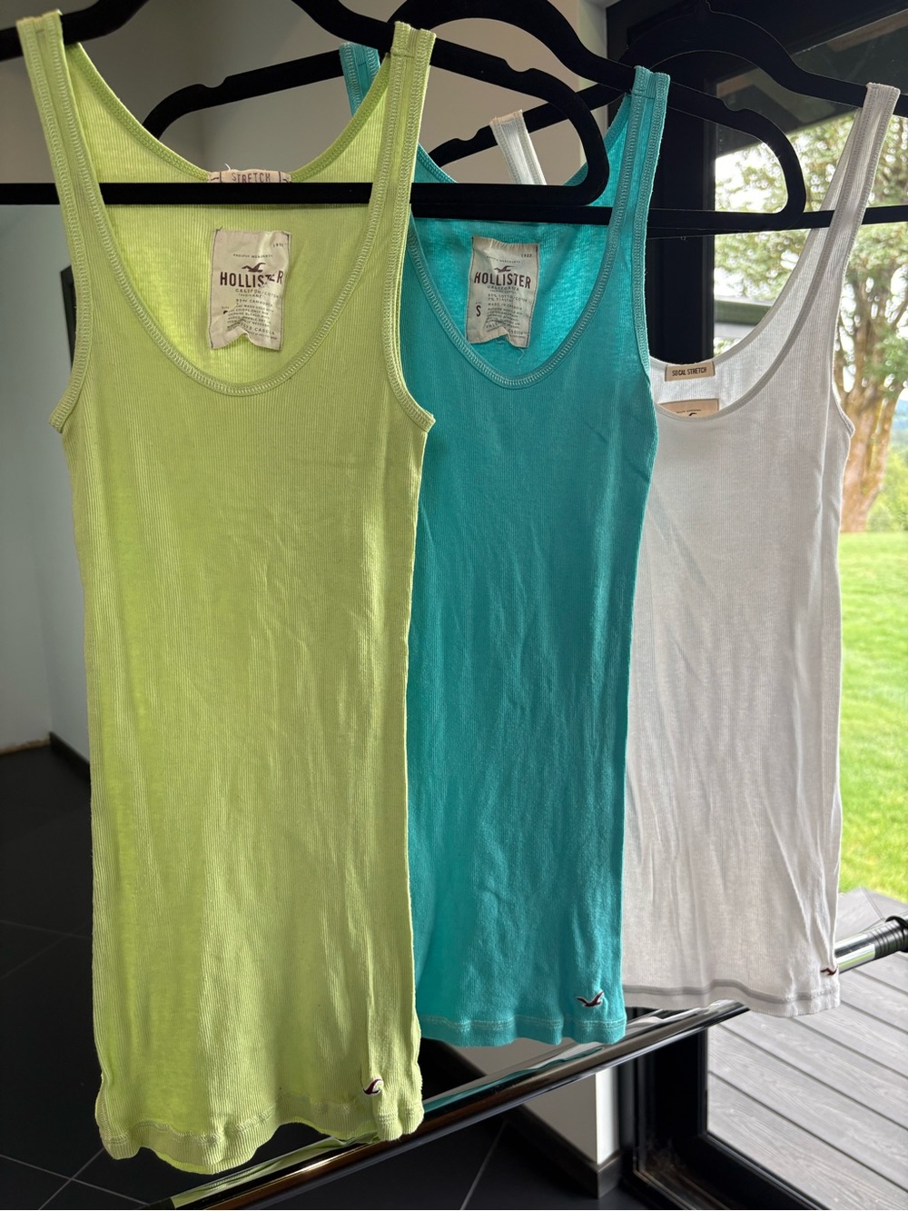 Y2K Hollister Women's Tank Tops — Lime Green, Teal, White - Picture 2 of 3